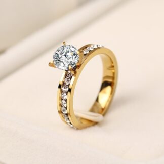 Stainless Steel Wedding Silver Gold Women Rings
