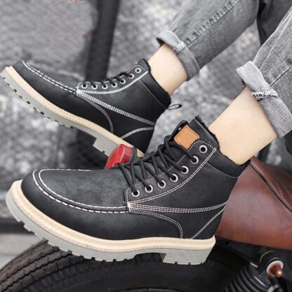Vintage Leather Plush Autumn Winter Warm Mens Boots