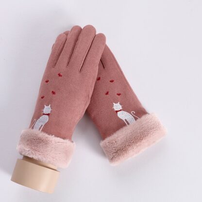 Warm Suede Women Touch Screen Driving Gloves