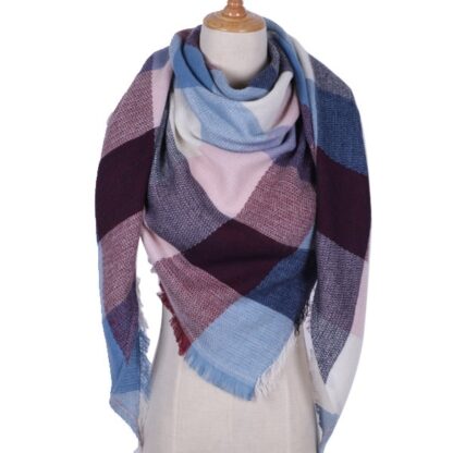 Winter Cashmere Triangle Plaid Scarf For Women