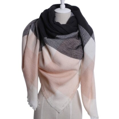 Winter Cashmere Triangle Plaid Scarf For Women