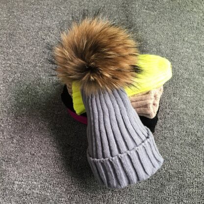 Winter Fur Pompom Knitted Beanies Cap