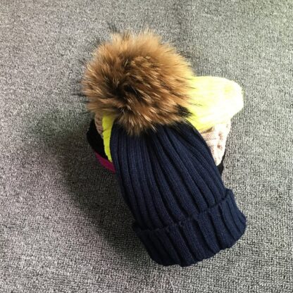 Winter Fur Pompom Knitted Beanies Cap