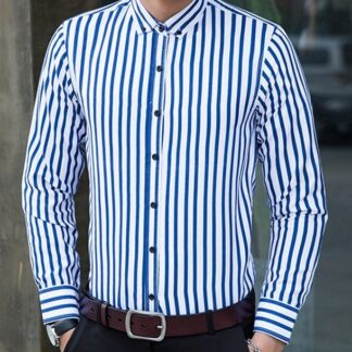 Business Long Sleeve Social Men's Striped Shirt
