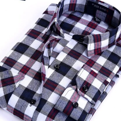 Casual Cotton Autumn Winter Plaid Mens Shirts