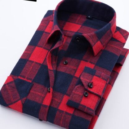 Casual Cotton Autumn Winter Plaid Mens Shirts