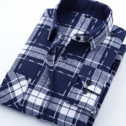 Casual Cotton Autumn Winter Plaid Mens Shirts