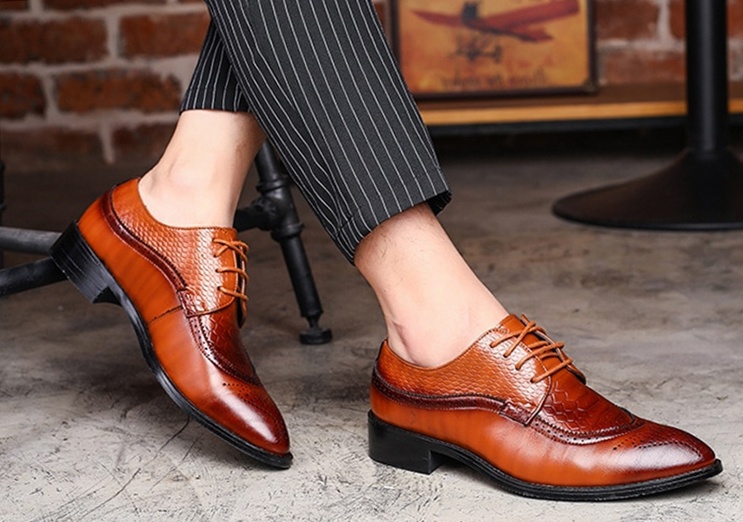 Fashion Leather Pointed Oxfords Formal Men Dress Shoes