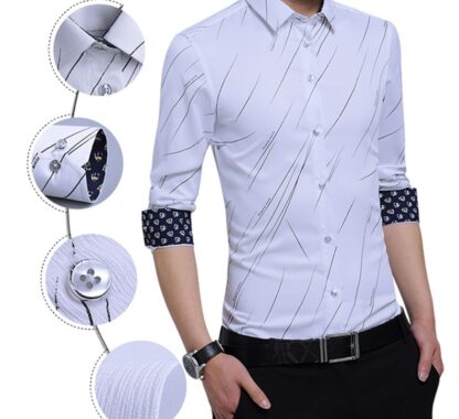 Fashion Print Striped Mens Formal Shirts