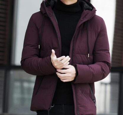 Fashion Stand Collar Hooded Warm Winter Men Coat Jacket