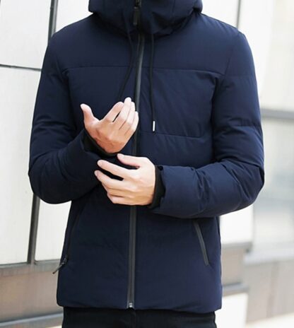 Fashion Stand Collar Hooded Warm Winter Men Coat Jacket