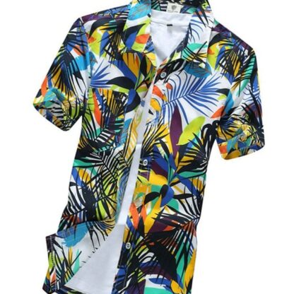 Summer Short Sleeve Print Floral Beach Mens Shirt
