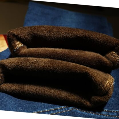 Warm Winter Fur Fleece Mens Jeans Pants
