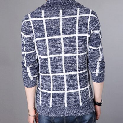 Autumn Winter Plaid Mens Knitted Sweaters Cardigan