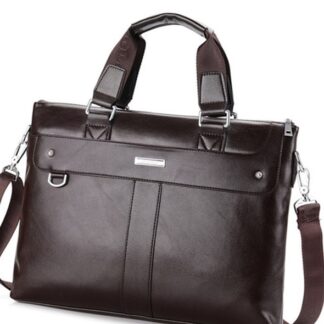 Black Brown Shoulder Laptop Leather Briefcase Business Men Handbag