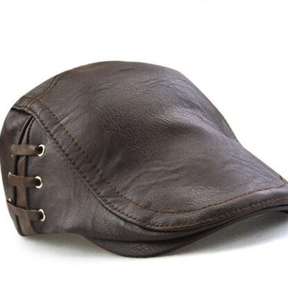 Casual Autumn Winter Leather Men's Berets Hat