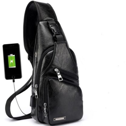 Crossbody Business Leather USB Shoulder Chest Men's Bags