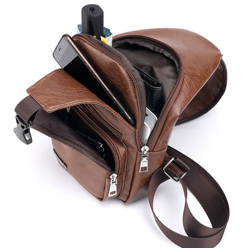 Crossbody Business Leather USB Shoulder Chest Men's Bags - cheapsalemarket