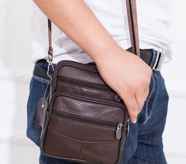 Genuine Leather Cell Phone Crossbody Messenger Small Men Bag ...