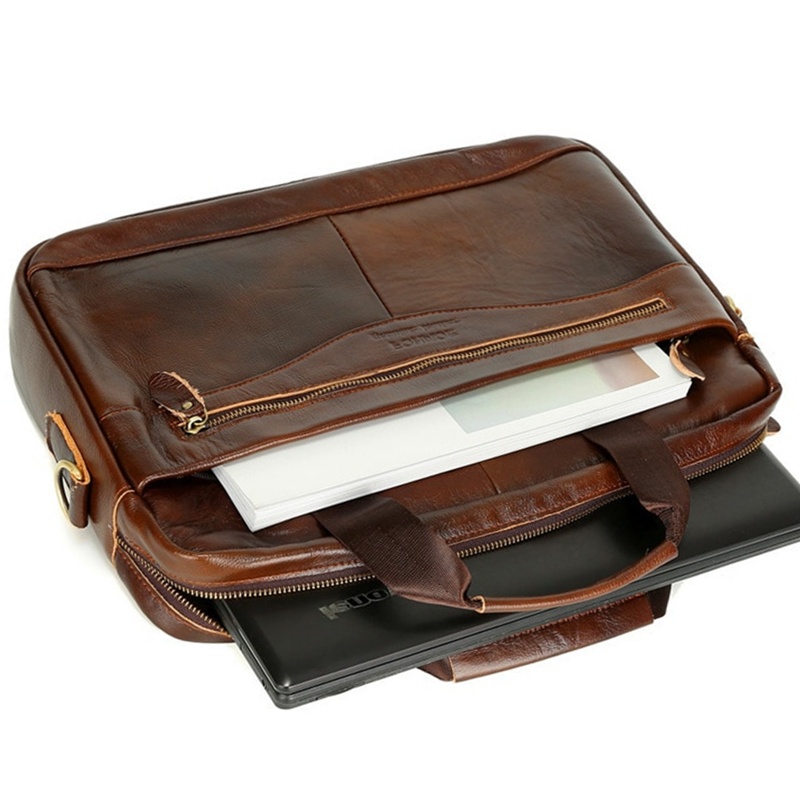 Men Genuine Leather Business Briefcase Handbag Laptop Shoulder Messenger Bag