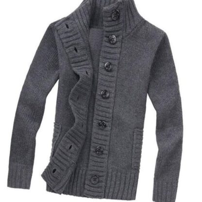 Warm Winter Wool Turtleneck Knitted Mens Sweater Cardigan