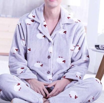 Winter Warm Fleece Men Pajamas Sleepwear