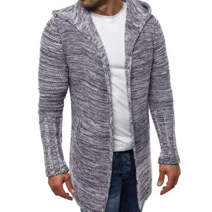 Winter Wool Hooded Knitted Long Mens Sweaters Cardigan