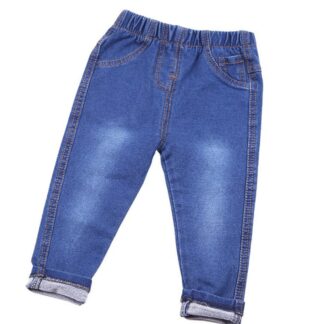 Children Elastic Waist Denim Gilrs Boys Jeans Pants