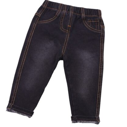 Children Elastic Waist Denim Gilrs Boys Jeans Pants