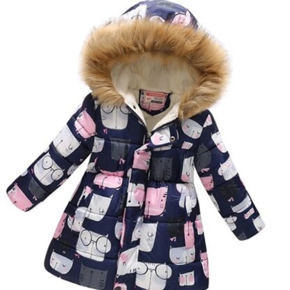 Children's Hooded Fur Warm Winter Cute Girls Coat Jacket for Kids