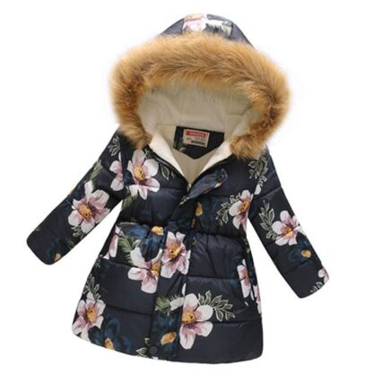 Children's Hooded Fur Warm Winter Cute Girls Coat Jacket for Kids