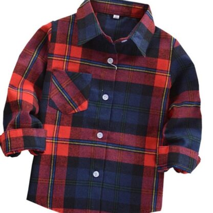 Classic Cotton Flannel Plaid Boys Shirts for Kids Children
