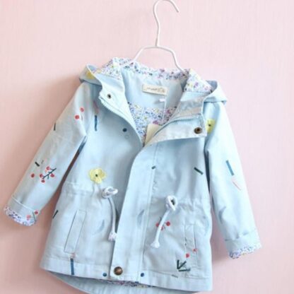 Floral Autumn Hooded Cute Girls Jacket Coat for Kids