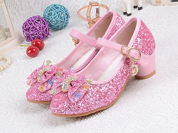 Pink Blue Children's Kids Heeled Dress Party Girls Shoes ...