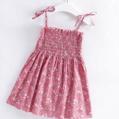 Print Floral Knee-Length Sleeveless Cute Sweet Princess Girls Dress for Kids