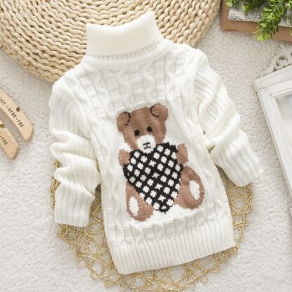 Winter Knitted Turtleneck Boys Girls Sweaters Pullovers for Kids