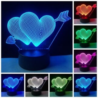 3D LED Sweet Lover Heart Romantic Night Light