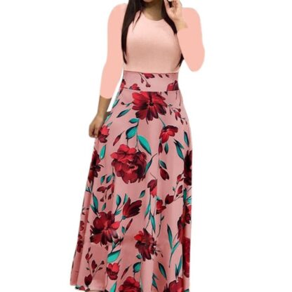 Bohemian Summer Party Club Long Sleeve Floor-Length Floral Maxi Dress