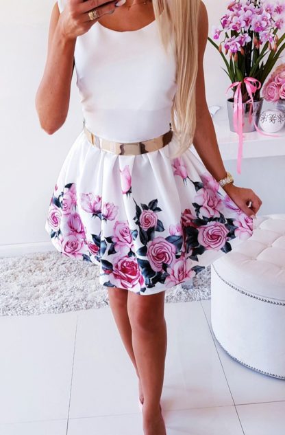 Floral Sleeveless Elegant Printed Sexy Summer A-Line Party Dress For Women