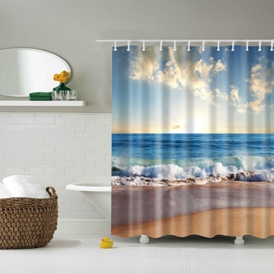 Modern Decor Seaside Beach Shower Curtains for Bathroom ...