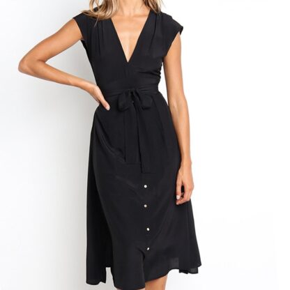 Streetwear Summer Print Midi Stripe Dress for Women