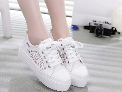 Air mesh Breathable Platform Flat Hollow Women Sneakers Shoes ...