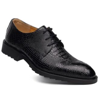 Black Brown Pointed Toe Luxury Genuine Leather Lace-Up Men Wedding Shoes