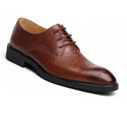 Black Brown Pointed Toe Luxury Genuine Leather Lace-Up Men Wedding Shoes