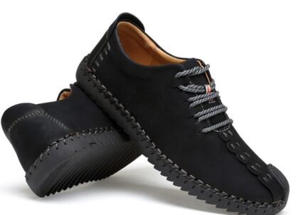Breathable Lace-Up Leather Casual Loafers Moccasins Mens Shoes