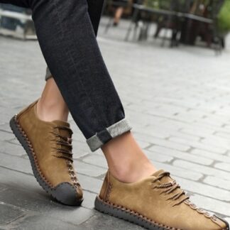 Breathable Lace-Up Leather Casual Loafers Moccasins Mens Shoes