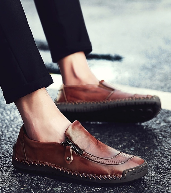 mens leather casual loafers