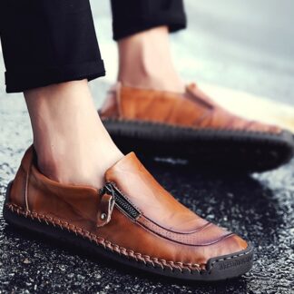 Breathable Waterproof Leather Moccasins Casual Men Loafers Shoes