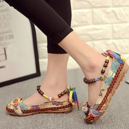 Casual Ethnic Slip-On Round Toe Women Flat Loafers