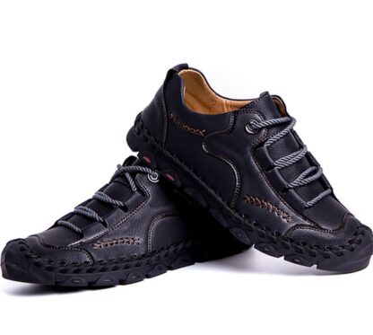 Fashion Casual Breathable Leather Lace-Up Loafers Moccasins Men Shoes